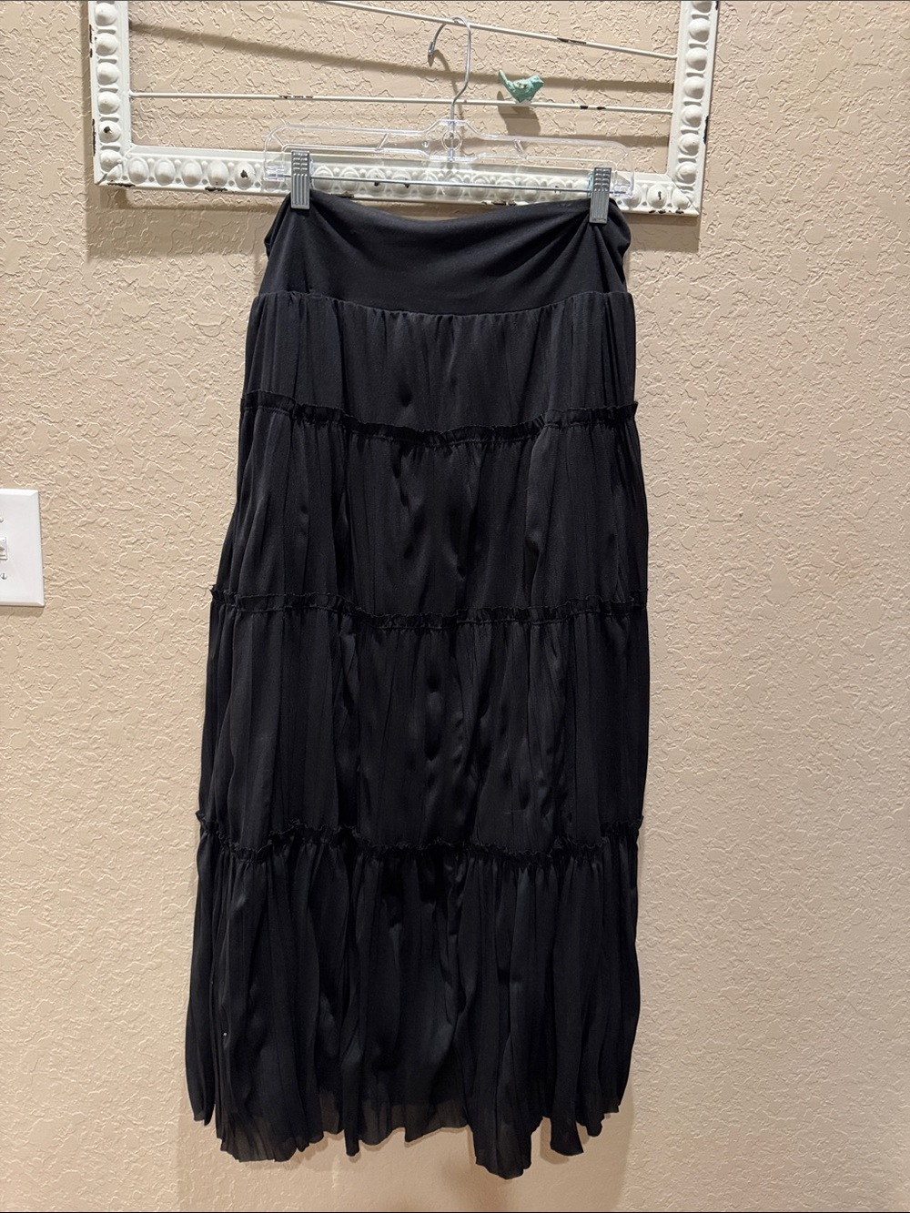 Candie's Black Tiered Maxi Skirt with Pleated Layers